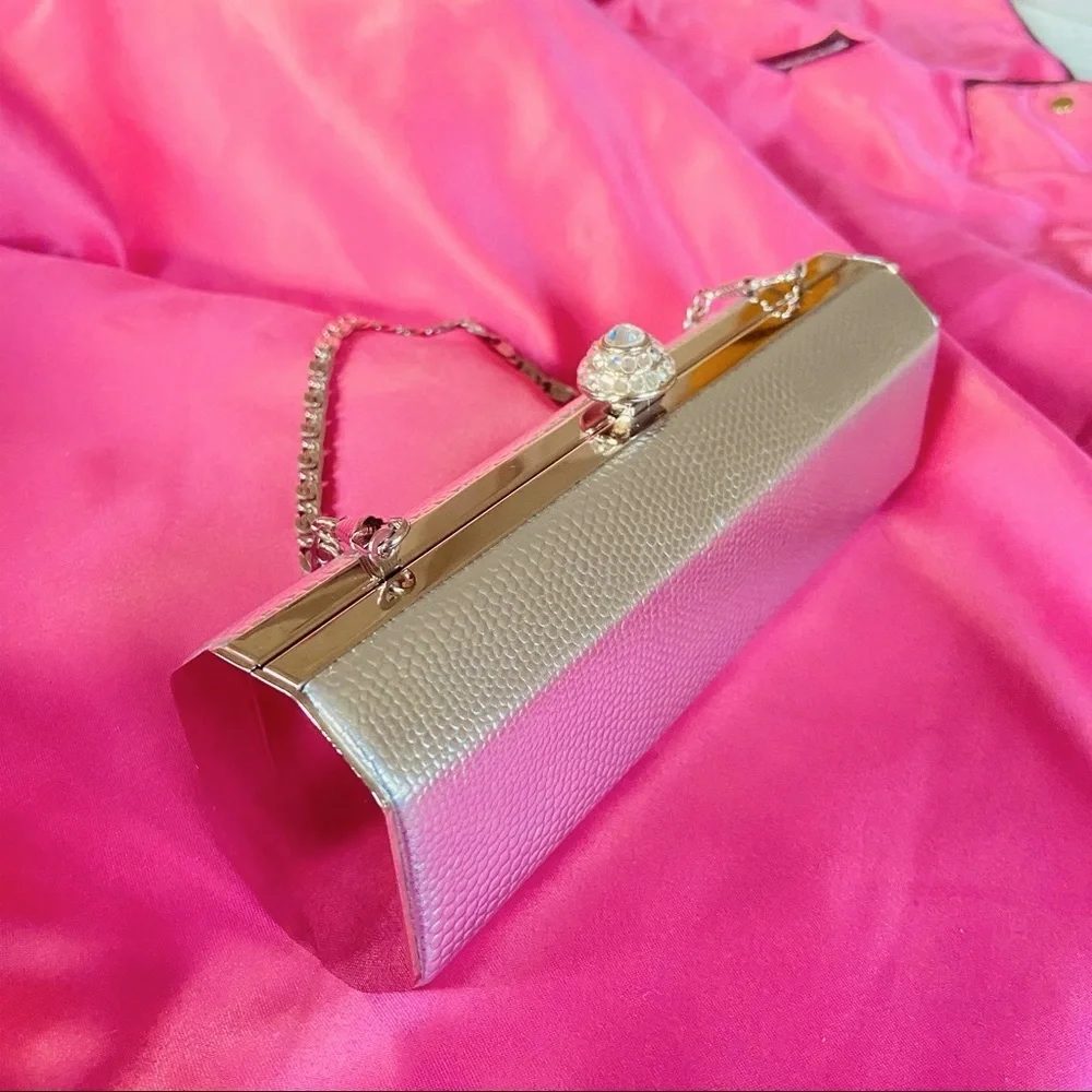 Silver lizard embossed evening bag clutch